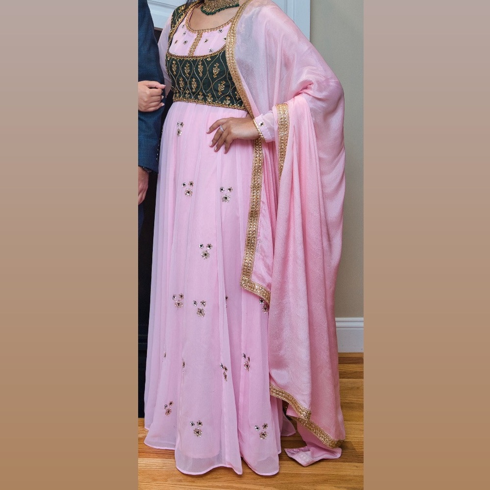Baby Pink Long Anarkali with jacket